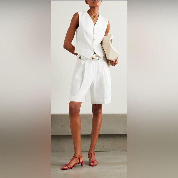 Ralph Lauren White 100% Linen Shorts, US12 - Picture 1 of 6